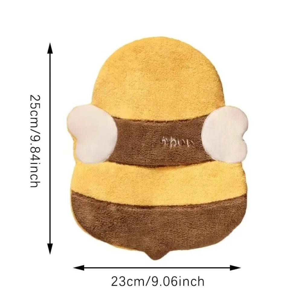 Cartoon Coral Fleece Hand Towel – Panda & Bee, Absorbent Decorative Hand Towel Nixie