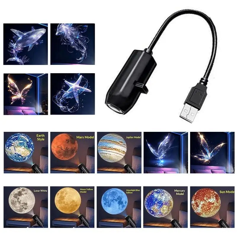 LED USB Projector Night Light – Changeable Planet & Butterfly Slides