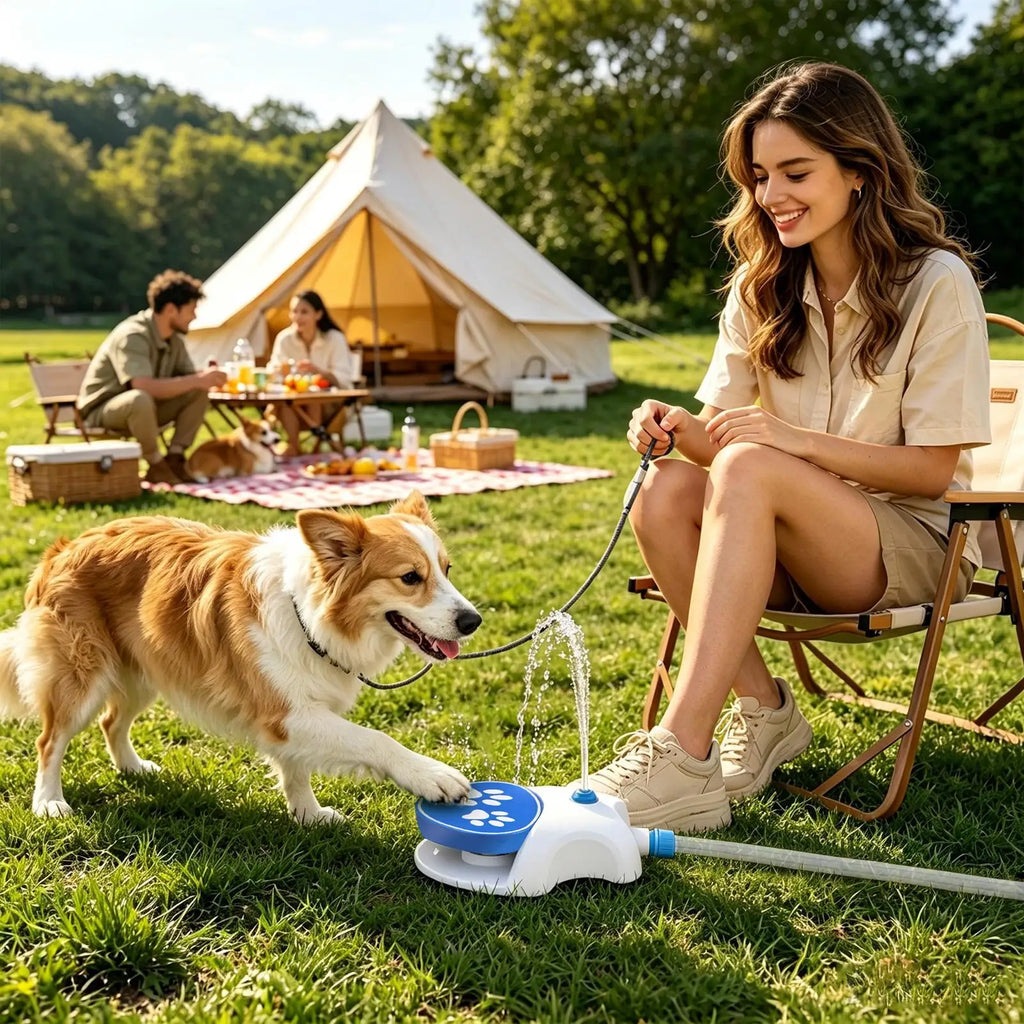 Paw-Activated Outdoor Dog Water Dispenser & Sprinkler Toy Dog Water Fountain Nixie