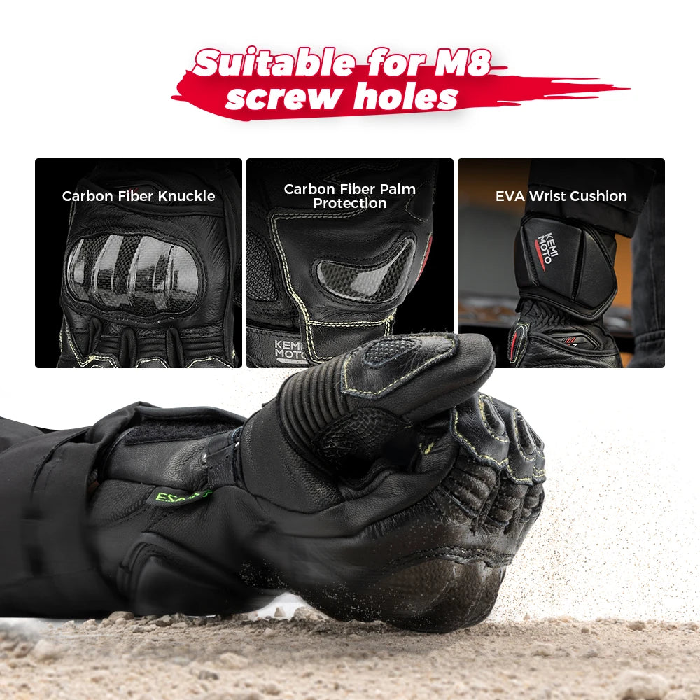 KEMITOUR Leather Motorcycle Gloves CE Kevlar Racing Protection Motorcycle Racing Gloves Nixie