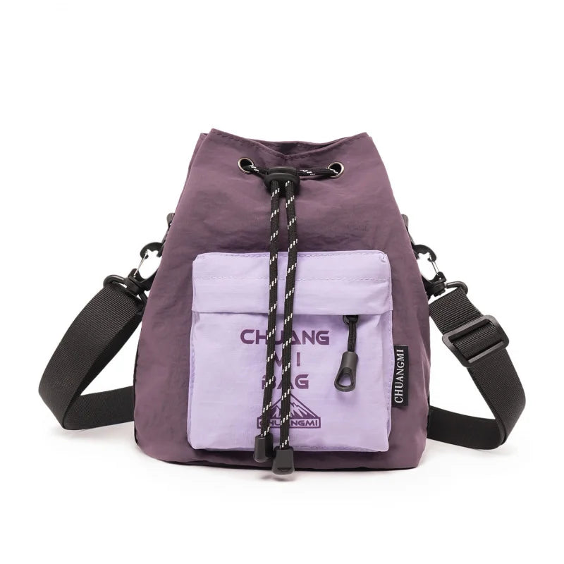 Color-Block Drawstring Bucket Bag – Unisex Crossbody Travel Bag Crossbody Bucket Bag Nixie