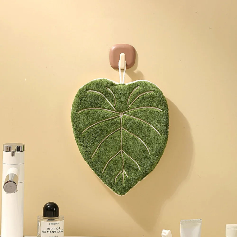 Double-Layer Leaf Hand Towel – Fast-Dry Hanging Kitchen Cloth