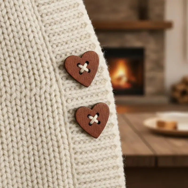 100pcs Wooden Sewing Buttons – Heart & Star DIY Craft Set Wooden Craft Buttons Nixie