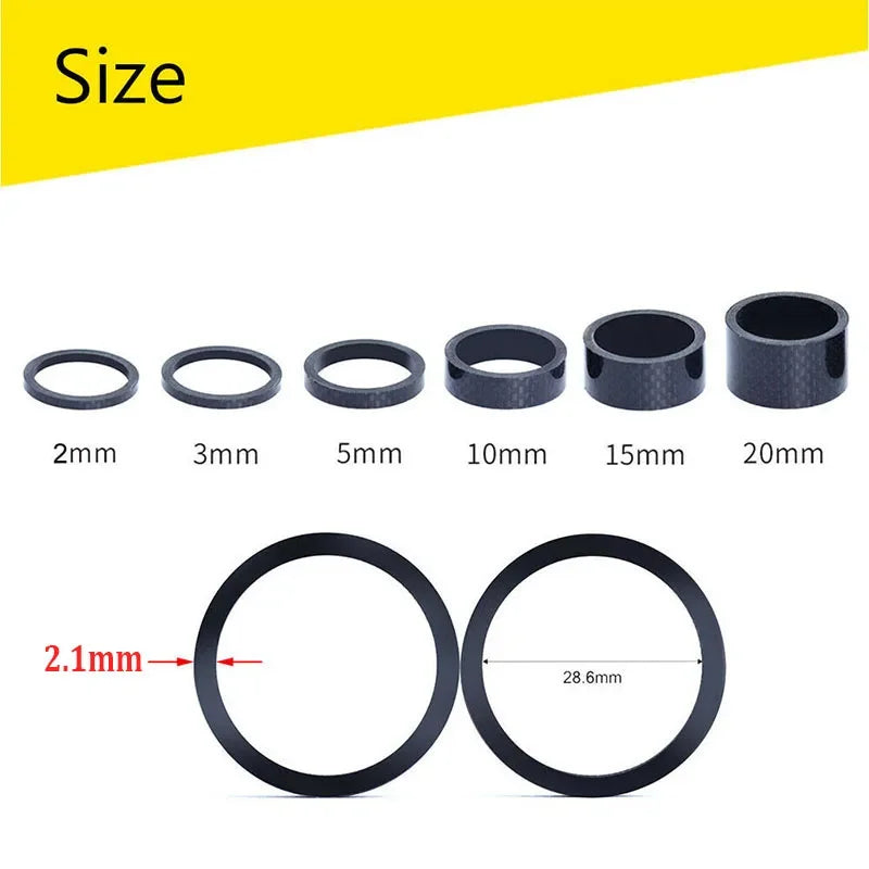 BUCKLOS 11pc Carbon Fiber Bike Stem Spacers 1-1/8" MTB Road Bike Stem Spacers Nixie