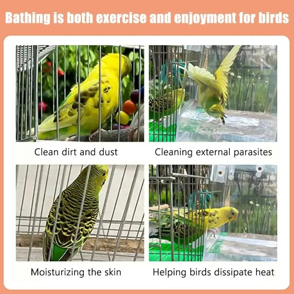 Clear Hanging Bird Bath for Cage – Parrot Bathtub Bird Bath Nixie