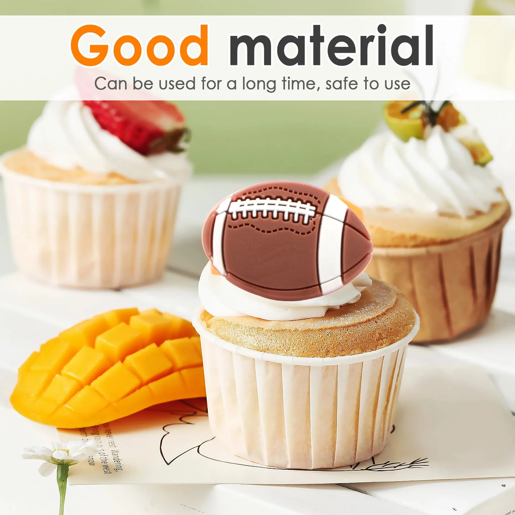 60 Pcs Sports Cupcake Topper Rings – Football, Basketball & Rugby Cupcake Topper Rings Nixie