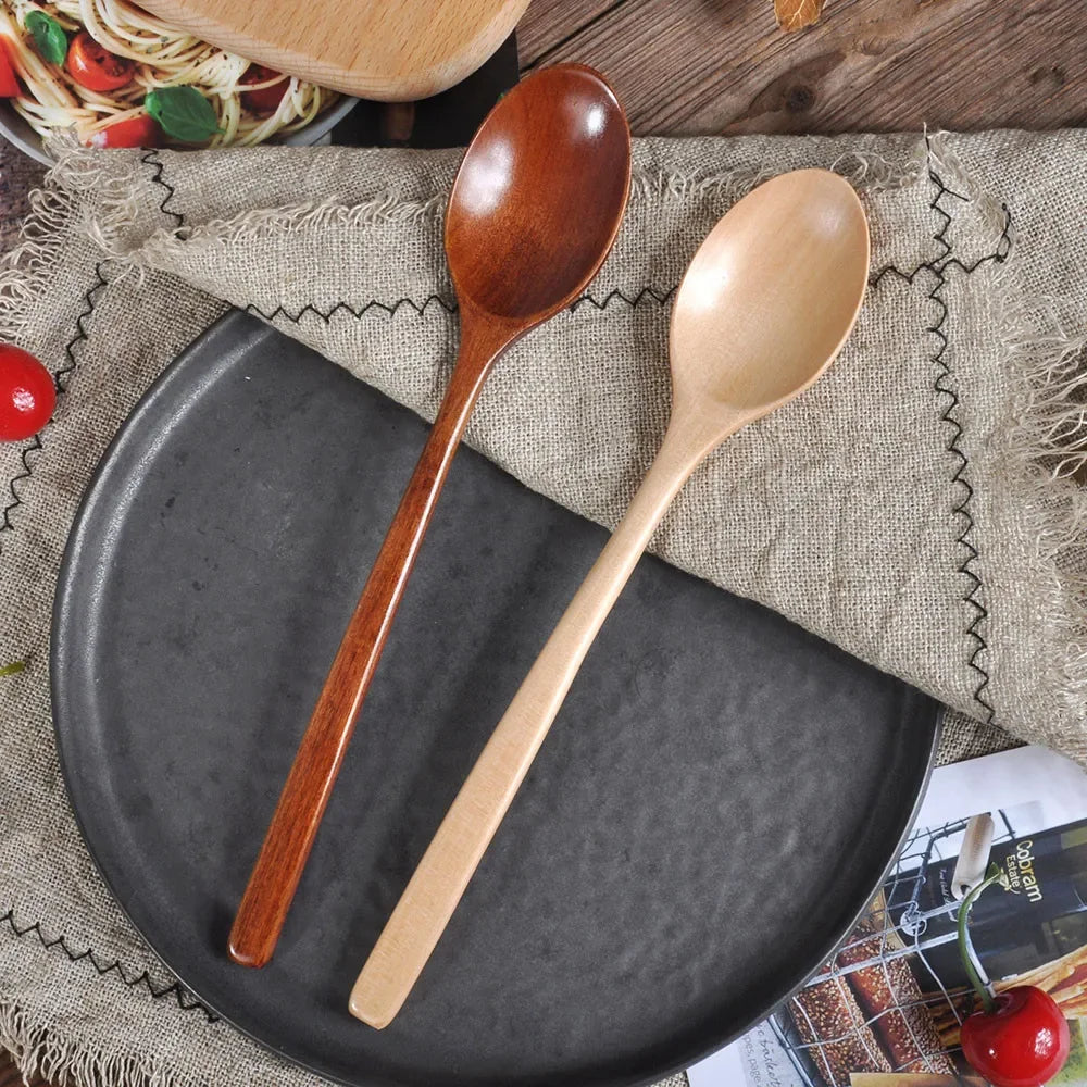2pcs Natural Wooden Spoons – Coffee, Honey, Soup & Tea Set