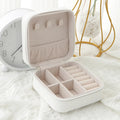 Travel Leather Jewelry Box – Single Layer, Black, White & Pink Travel Jewelry Box Nixie White