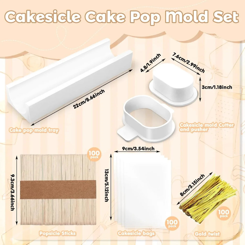 Cake Pop Mold Set – 100 Sticks, Bags & Ribbons | Baking Kit Cake Pop Mold Kit Nixie
