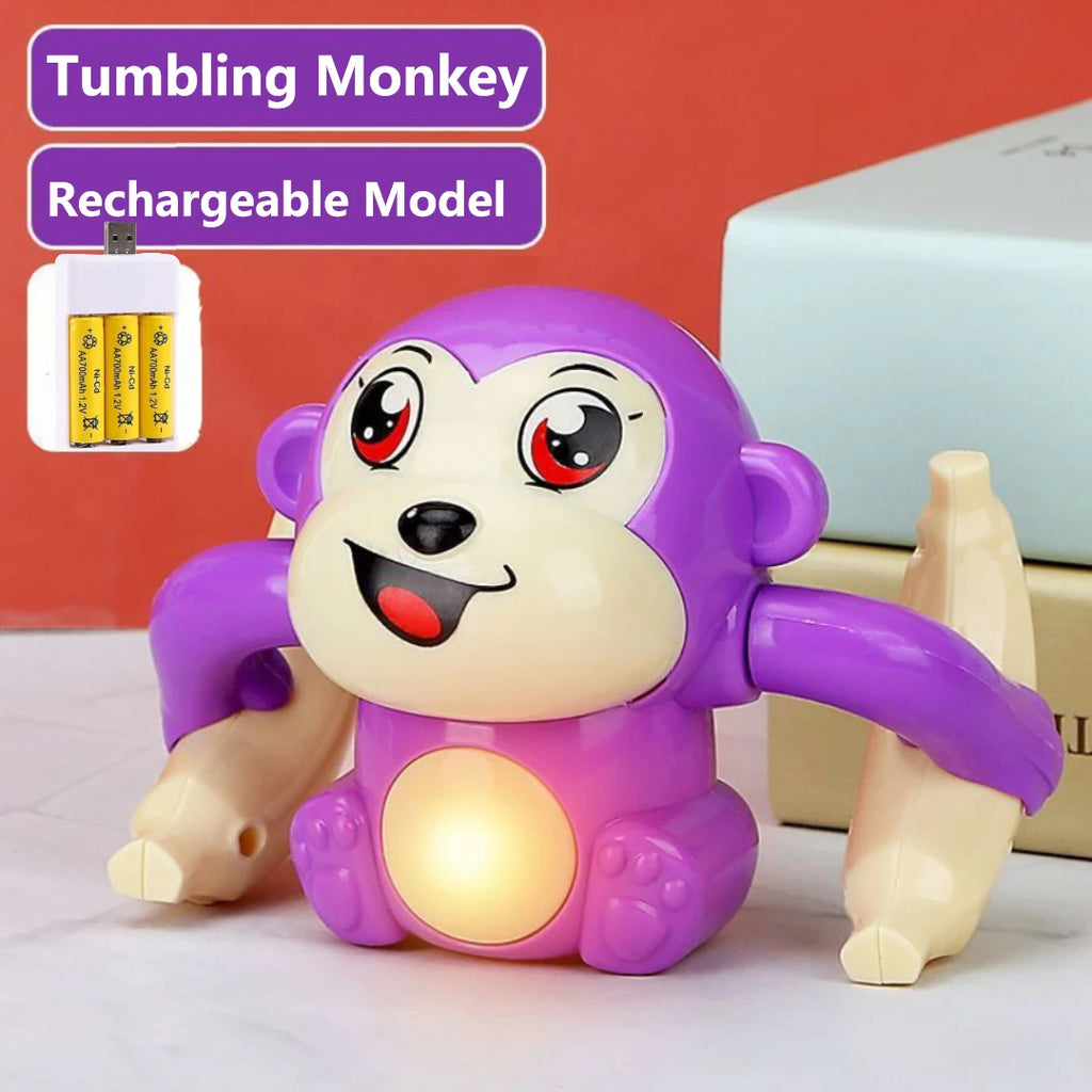 Electric Rolling Tumbling Monkey Toy with Lights & Music Electronic Kids Toy Nixie Purple