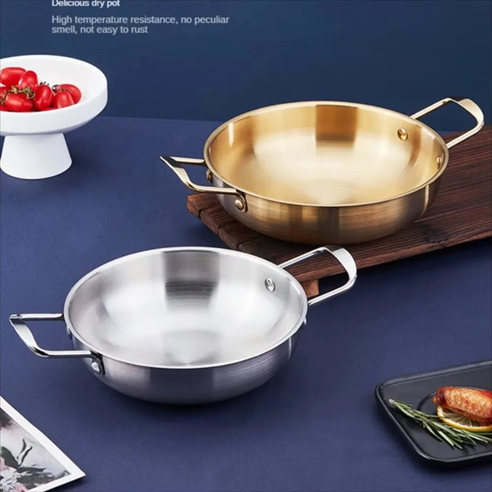 Stainless Steel Saucepan Paella Pan Seafood Rice Pot w/ Handle Stainless Steel Saucepan Nixie