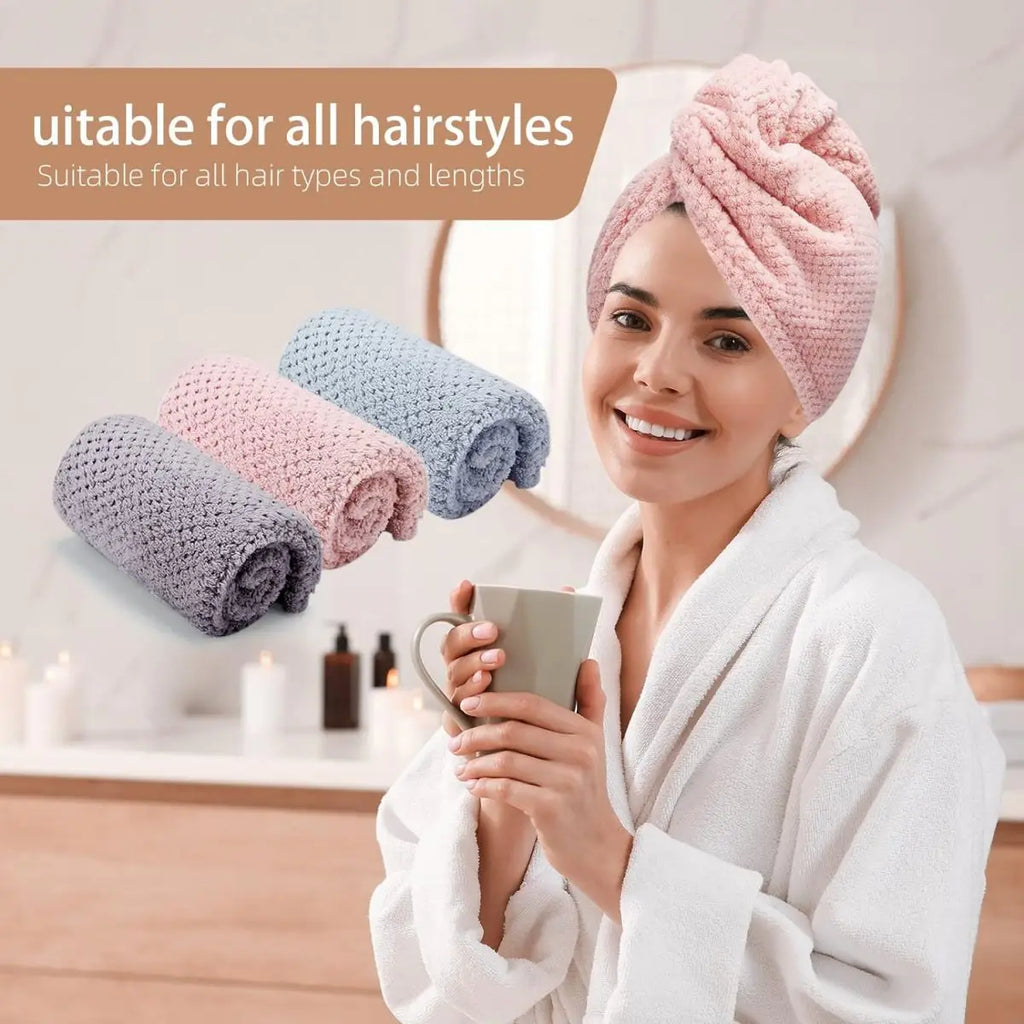 Microfiber Hair Towel Wrap with Elastic Strap | Quick Dry Microfiber Hair Wrap Nixie