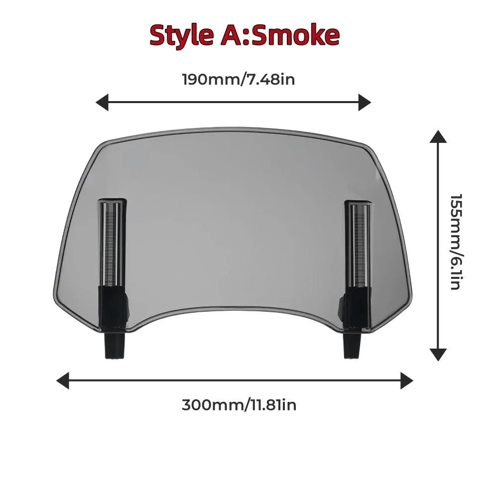 Universal Motorcycle Windshield – Adjustable Windscreen for BMW Yamaha Honda Motorcycle Windscreen Nixie Style A-Smoke