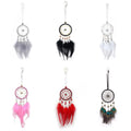 Handmade Dream Catcher Wall Hanging & Car Pendant w/ Feathers Dream Catcher Pendant Nixie white