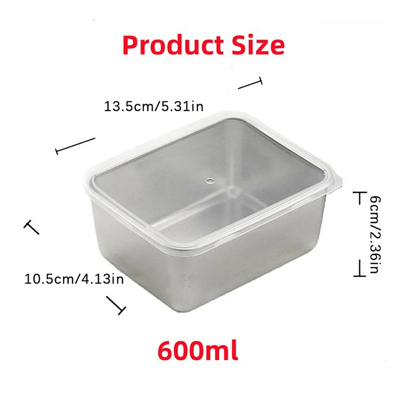 600ml Stainless Steel Food Storage Box with Lid | Fridge & Picnic Food Storage Container Nixie