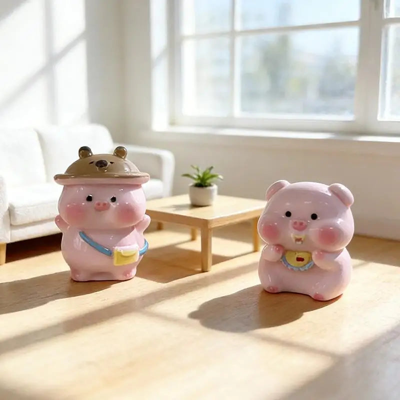 Cute Mini Pink Pig Figurine – Desk & Car Dashboard Ornament Mini Resin Figurine Nixie