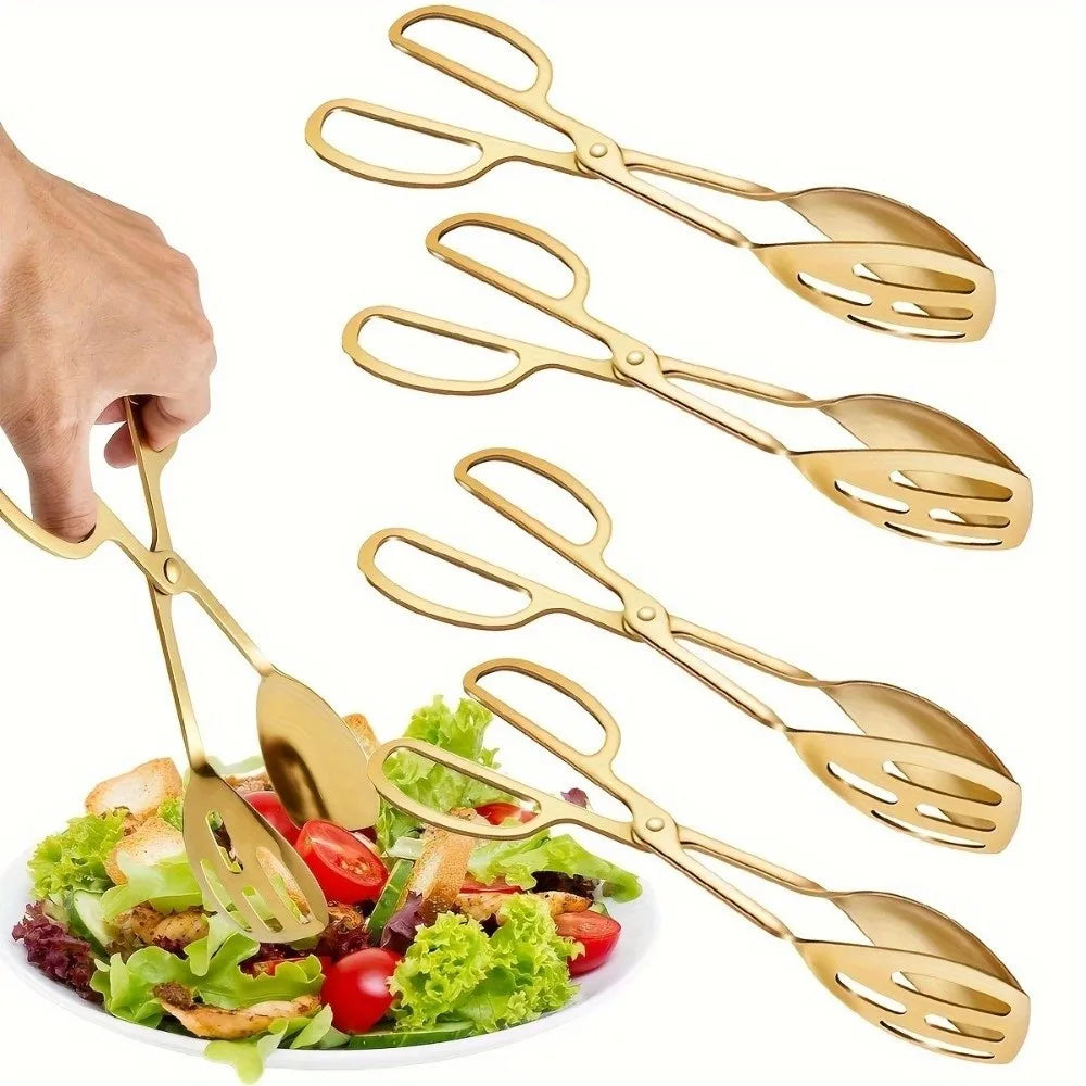 Stainless Steel Scissor Salad Tongs – Heat-Resistant Serving Kitchen Serving Tongs Nixie