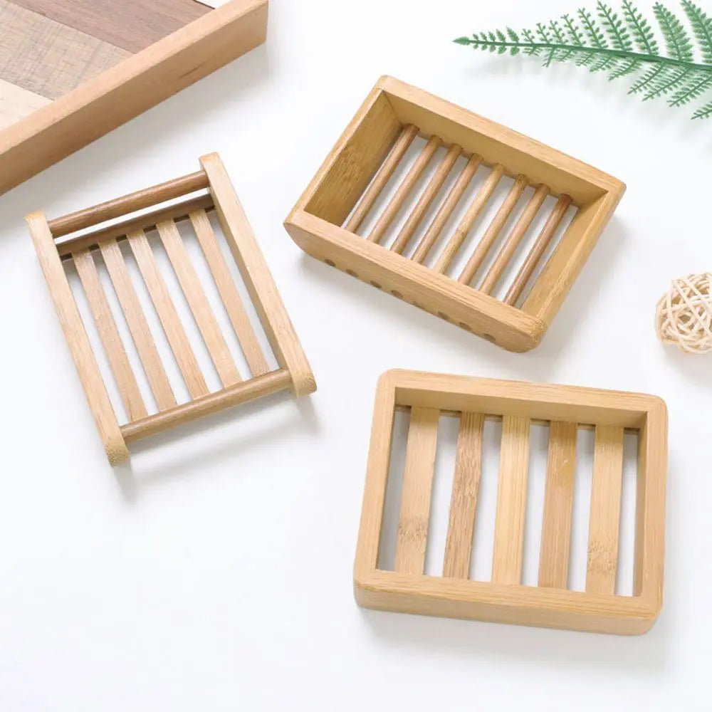 Bamboo Self-Draining Soap Dish Holder & Organizer