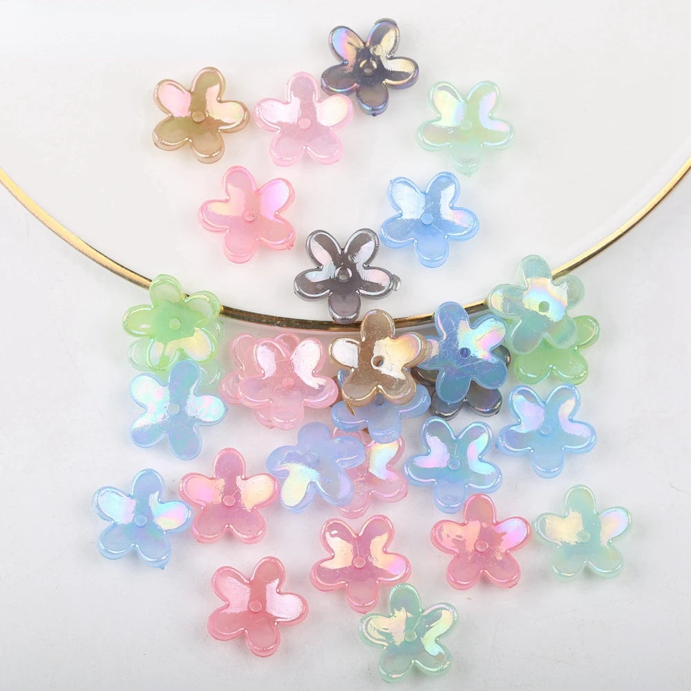 50pcs Acrylic Flower Pearl Bowknot Beads for DIY Jewelry Making Craft Beads Nixie