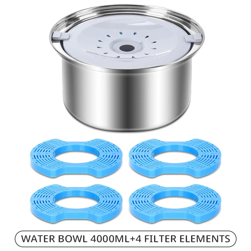 4L Stainless Steel Spill-Proof Pet Water Bowl & Dispenser Pet Water Dispenser Nixie 4L bowl Set