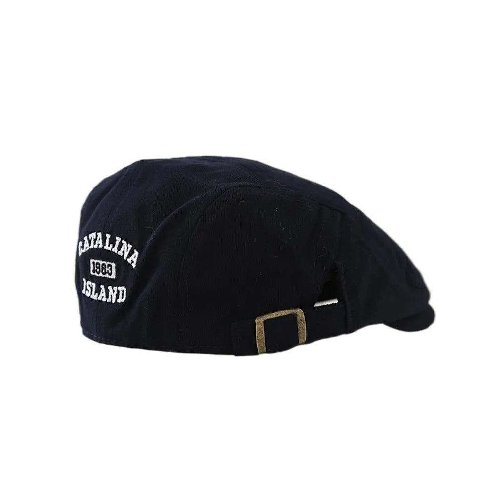 Vintage Y2K Beret Newsboy Cap – Cotton Embroidery Flat Cap