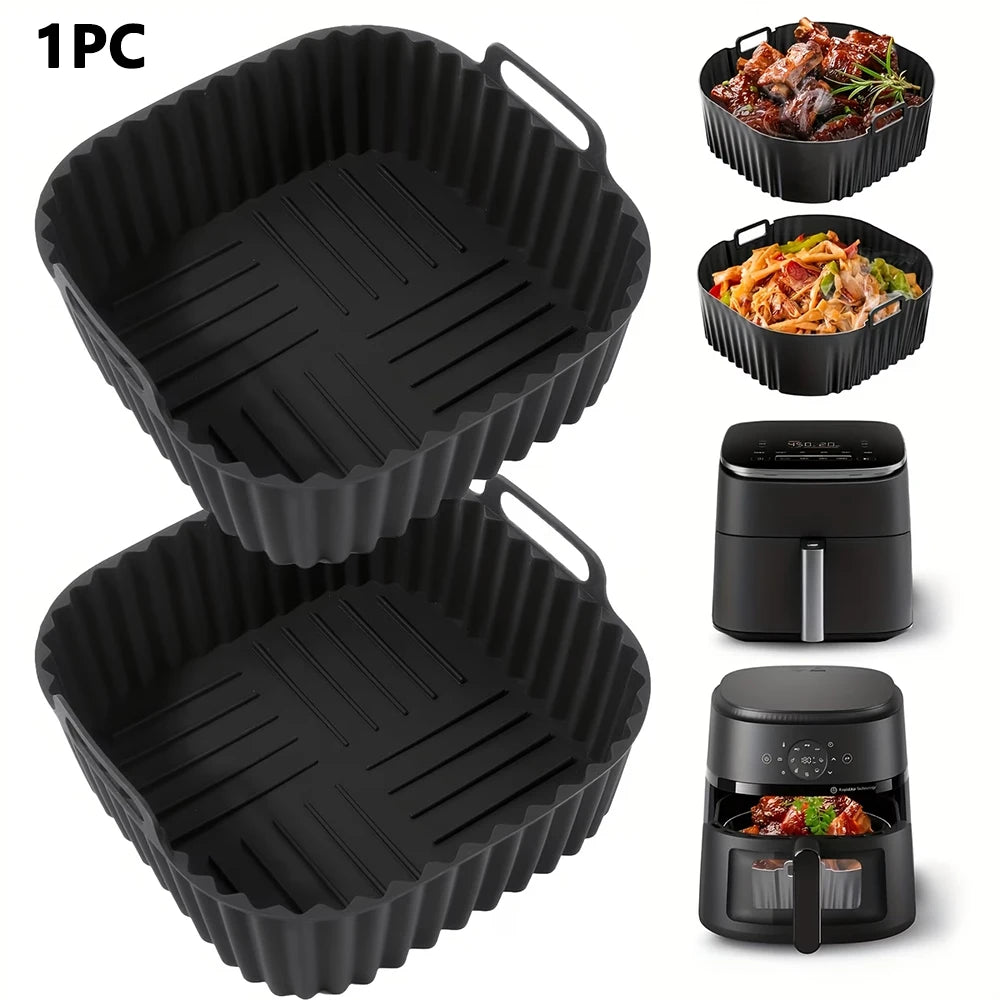 Reusable Silicone Air Fryer Liner – Square, 4–7 Qt | Nixie Silicone Air Fryer Liner Nixie