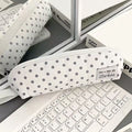 Korean Polka Dot Pencil Case Large Capacity Stationery Pouch Pencil Case Nixie White Grey