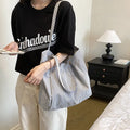 Women's Striped Canvas Tote Bag – Large Shoulder Bag Canvas Tote Bag Nixie Blue
