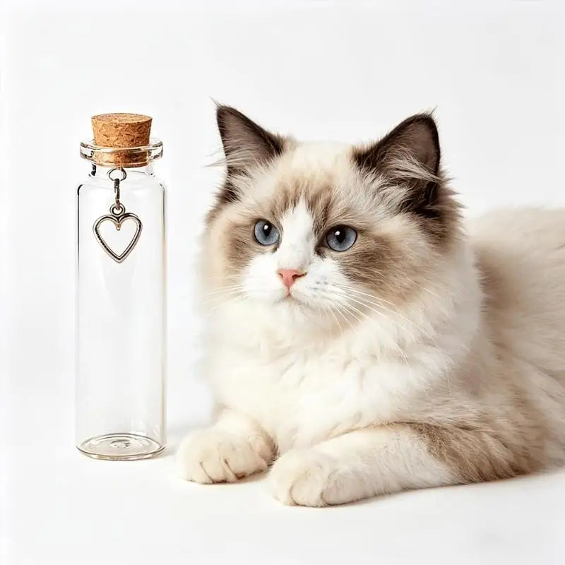 Pet Hair Memorial Glass Bottles with Cork & Heart Charm | Nixie Pet Memorial Bottle Nixie