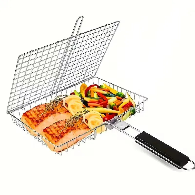 BBQ Grill Basket – Heavy Duty Stainless Steel Barbecue Turner