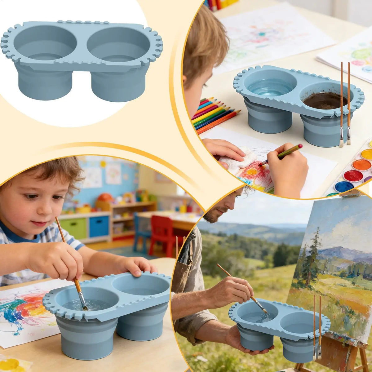 Foldable Silicone Paint Brush Washer Cup & Pen Holder