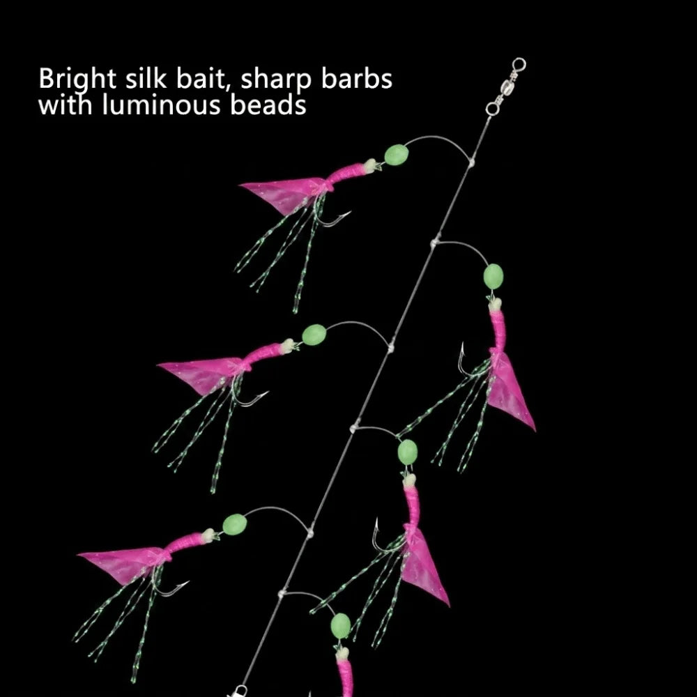 12-Pack Fishing Bait Rigs – Carbon Steel Hooks & Luminous Beads Fishing Bait Rigs Nixie