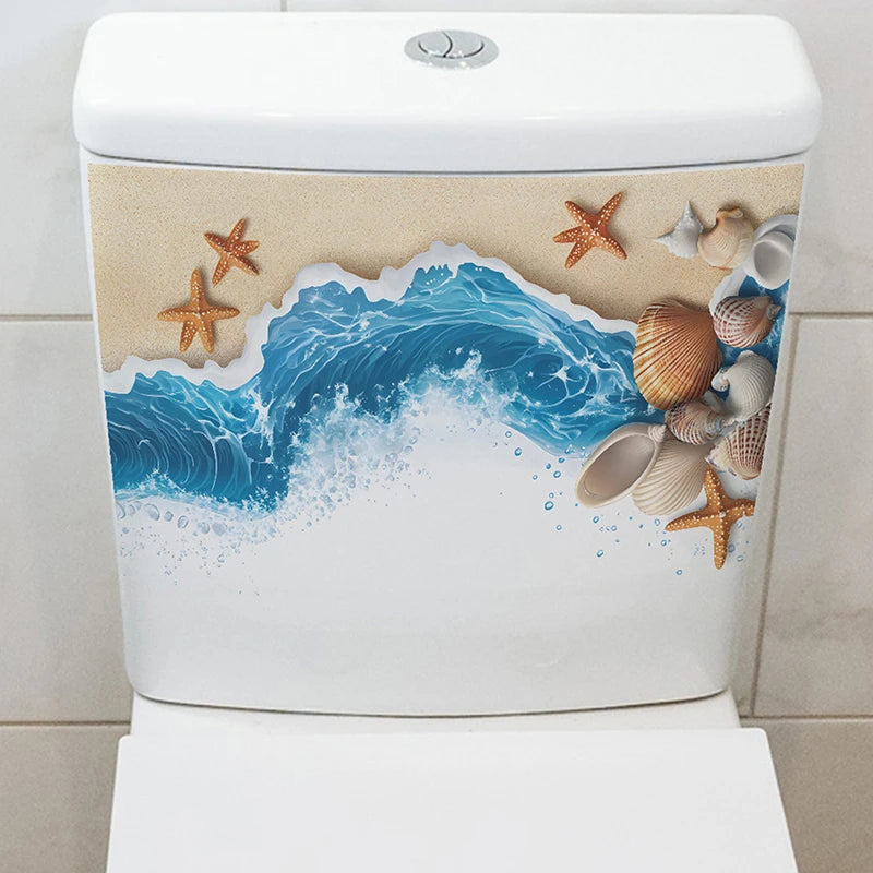 Ocean Shell Toilet Seat Waterproof Sticker – Coastal Décor Decorative Wall Sticker Nixie Default Title