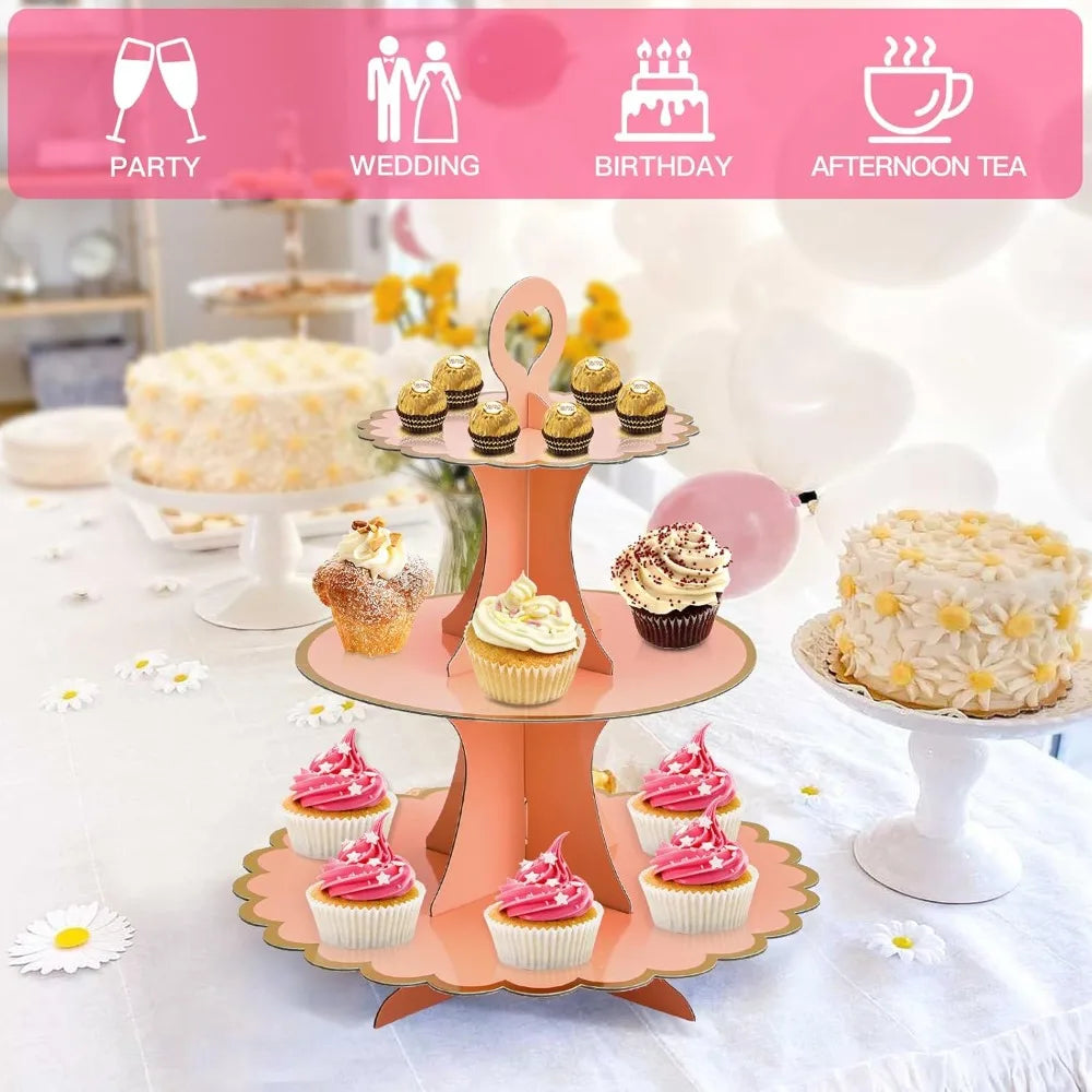 3-Tier Hot Stamping Paper Cake Stand for Parties & Weddings Cake Stand Nixie