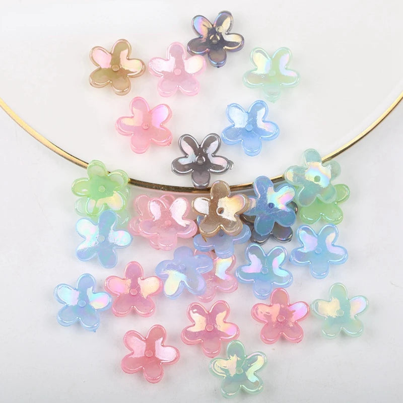 50pcs Acrylic Flower Pearl Bowknot Beads for DIY Jewelry Making Craft Beads Nixie C-mix color
