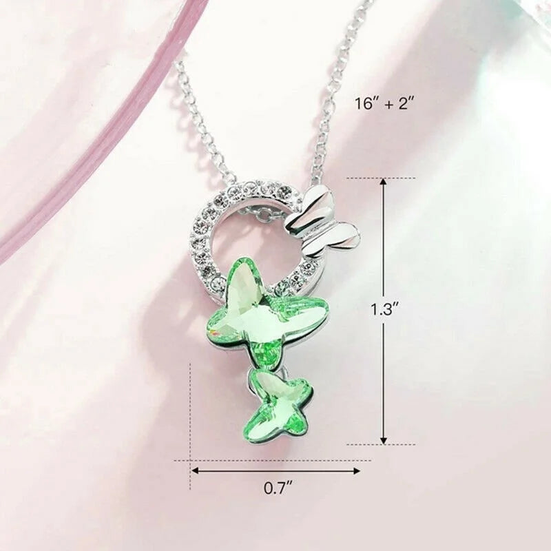 Butterfly Glass Pendant Necklace – Mood Tracker Jewelry for Women Pendant Necklace Nixie