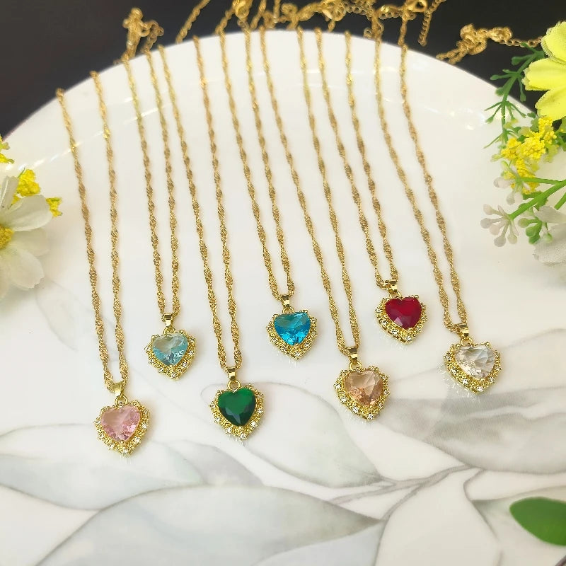 Heart Pendant Necklace Gold Stainless Steel Choker for Women Pendant Necklace Nixie