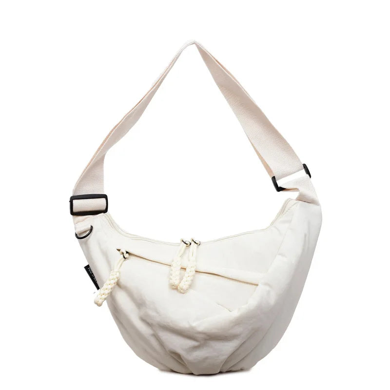 Nixie Dumpling Bag – Large Canvas Crossbody Shoulder Bag Canvas Crossbody Bag Nixie Off-white (small) Extra Large