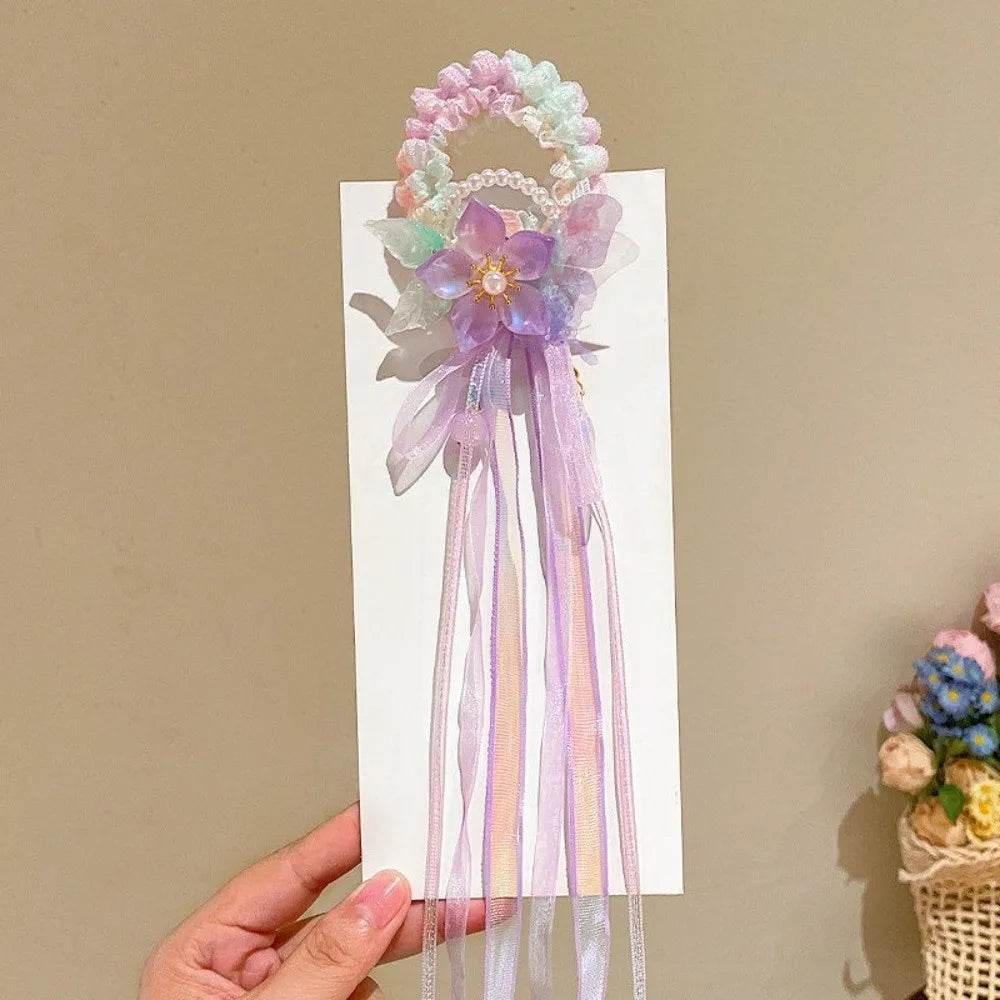 Chinese Style Flower Hair Tie Elastic Bun Rope Girls' Hair Accessory