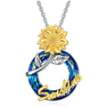 Sunflower Glass Pendant Necklace – Vintage Mood Tracker Women Pendant Necklace Nixie blue