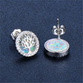 Rhinestone Round Tree Stud Earrings – Zinc Alloy Fashion Studs Stud Earrings Nixie White