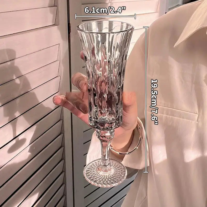 French Retro Striped Crystal Goblet | Wine & Cocktail Glass Crystal Wine Goblet Nixie