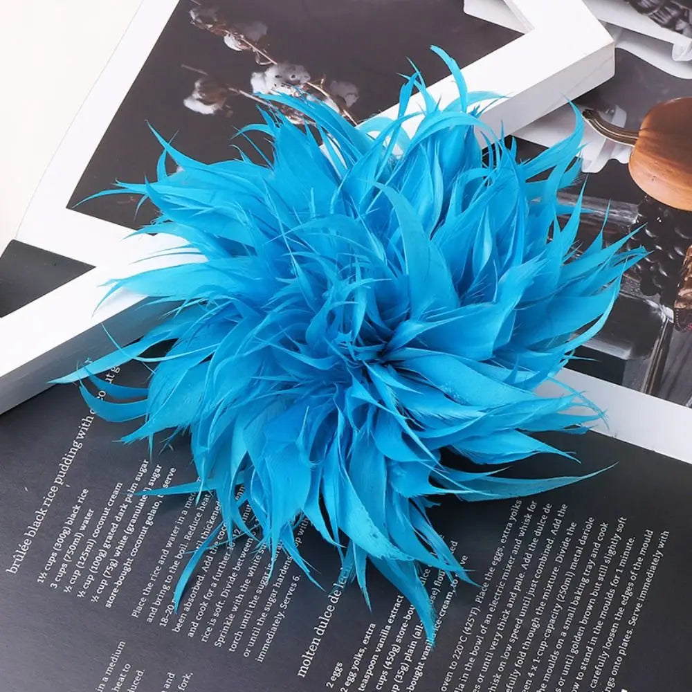 Large Feather Flower Brooch – Handmade Lapel Pin & Hair Accessory Feather Flower Brooch Nixie
