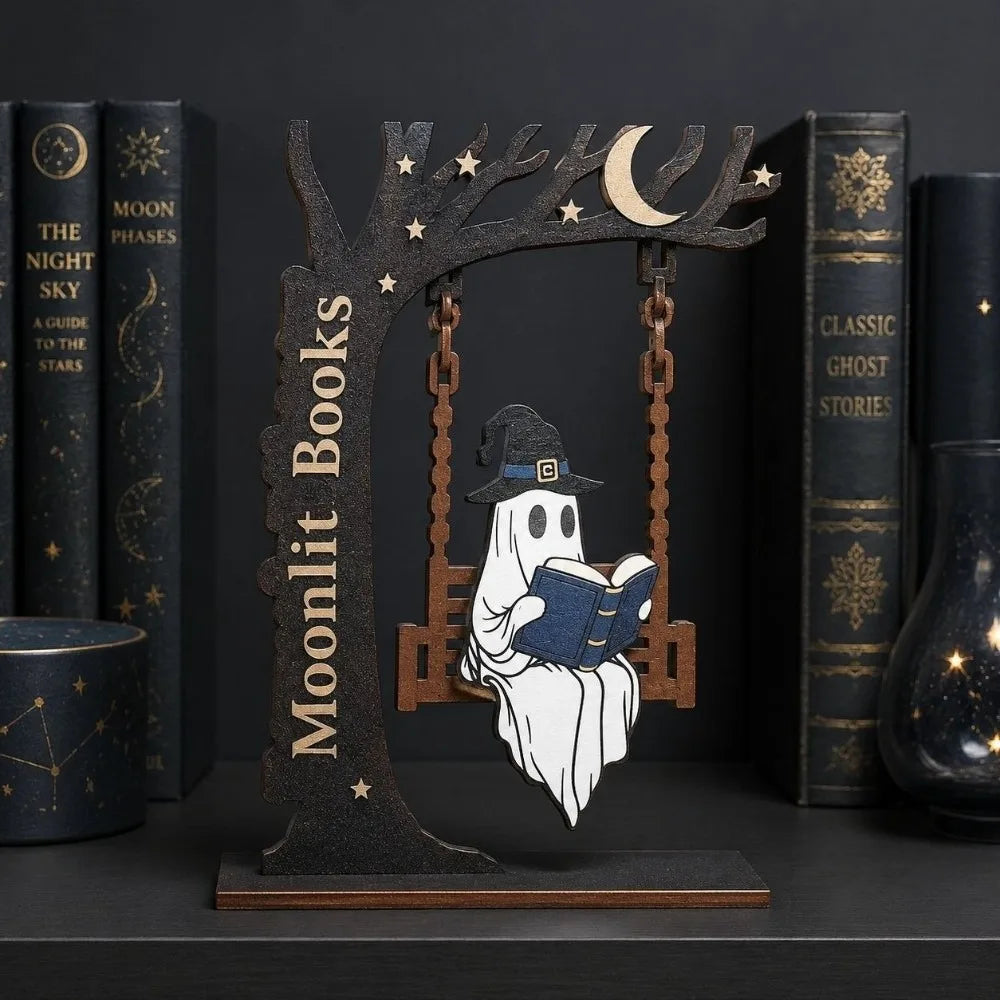 Wooden Halloween Pumpkin Spirit Swing Desktop Ornament