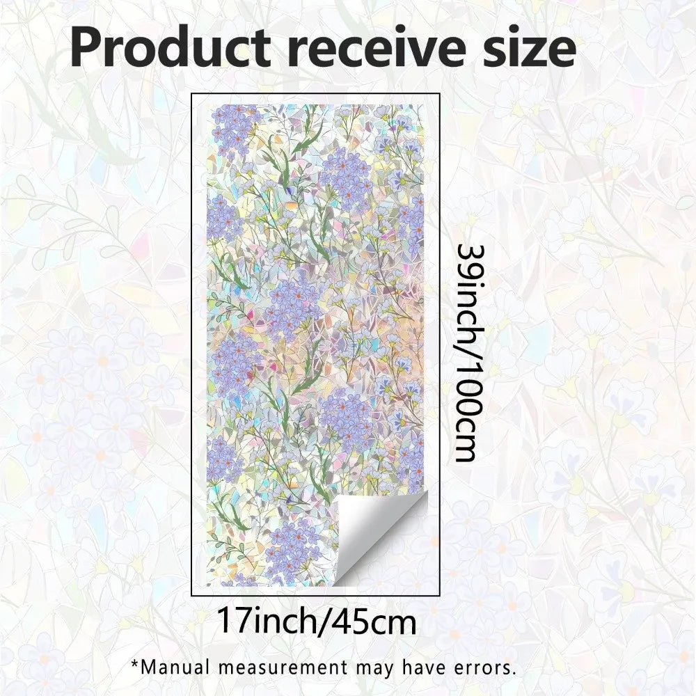 PVC Floral Window Privacy Film – Static Cling Stained Glass