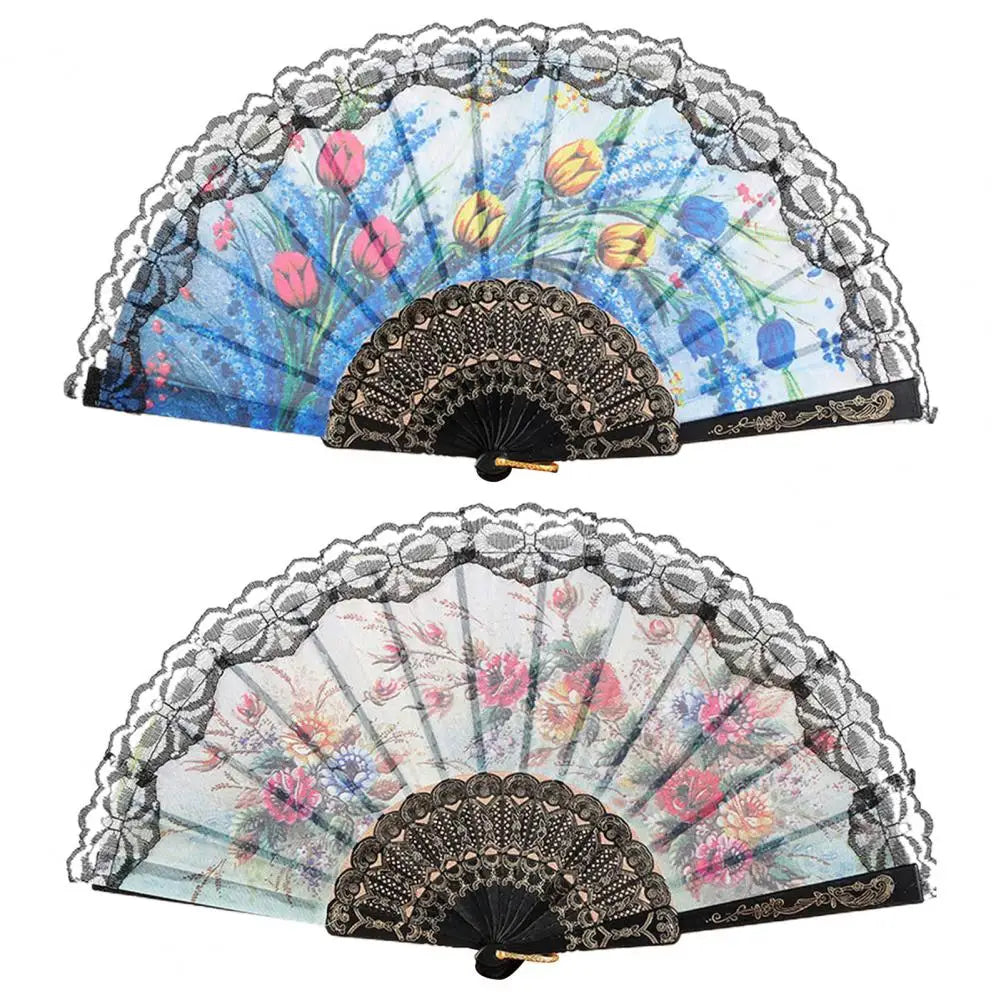 Vintage Lace Floral Folding Hand Fan – Wedding & Party Folding Hand Fan Nixie 1pc Random
