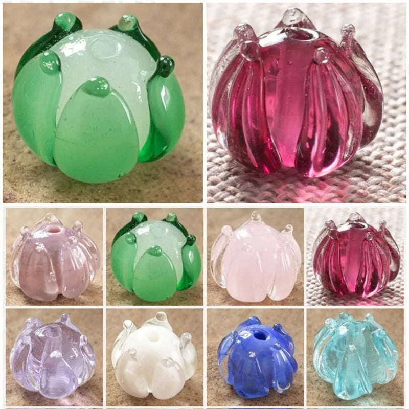 2pcs Round Flower Lampwork Glass Beads for DIY Jewelry Making Lampwork Glass Beads Nixie