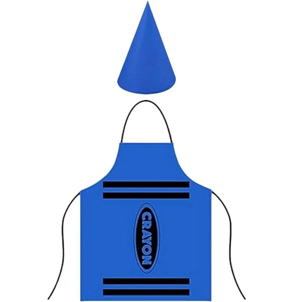 Crayon Costume Apron & Cone Hat Set for Adults – Halloween Costume Apron Set Nixie Dark Blue