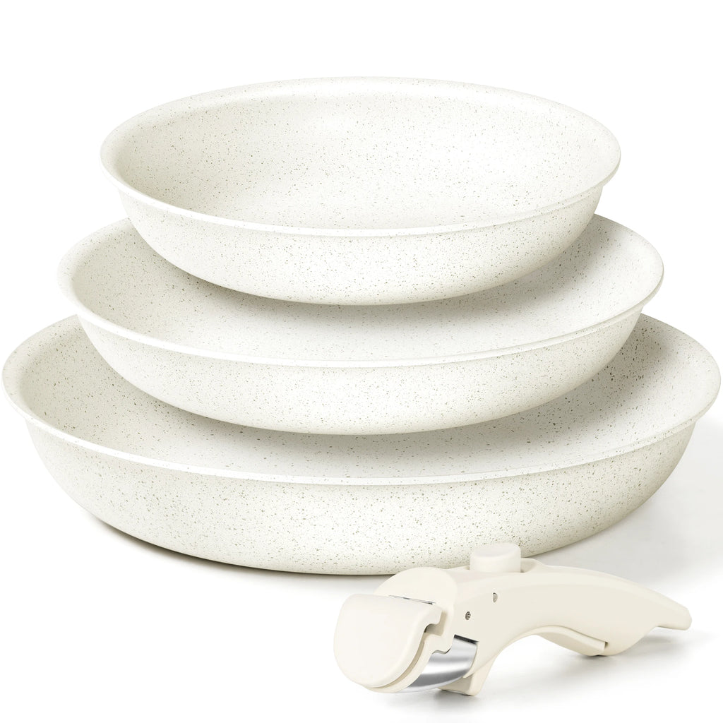 MICHELANGELO Nonstick Frying Pan Set – Granite Coated, Oven Safe Nonstick Cookware Set Nixie Three piece Set