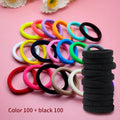 200+ Seamless Elastic Hair Bands – Black & Colorful Pack Elastic Hair Bands Nixie Color100black100